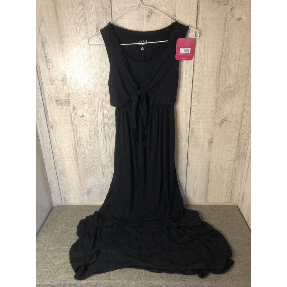 Womens Isabel Maternity Black Sleeveless Tie-Front Nursing Dress Size XS